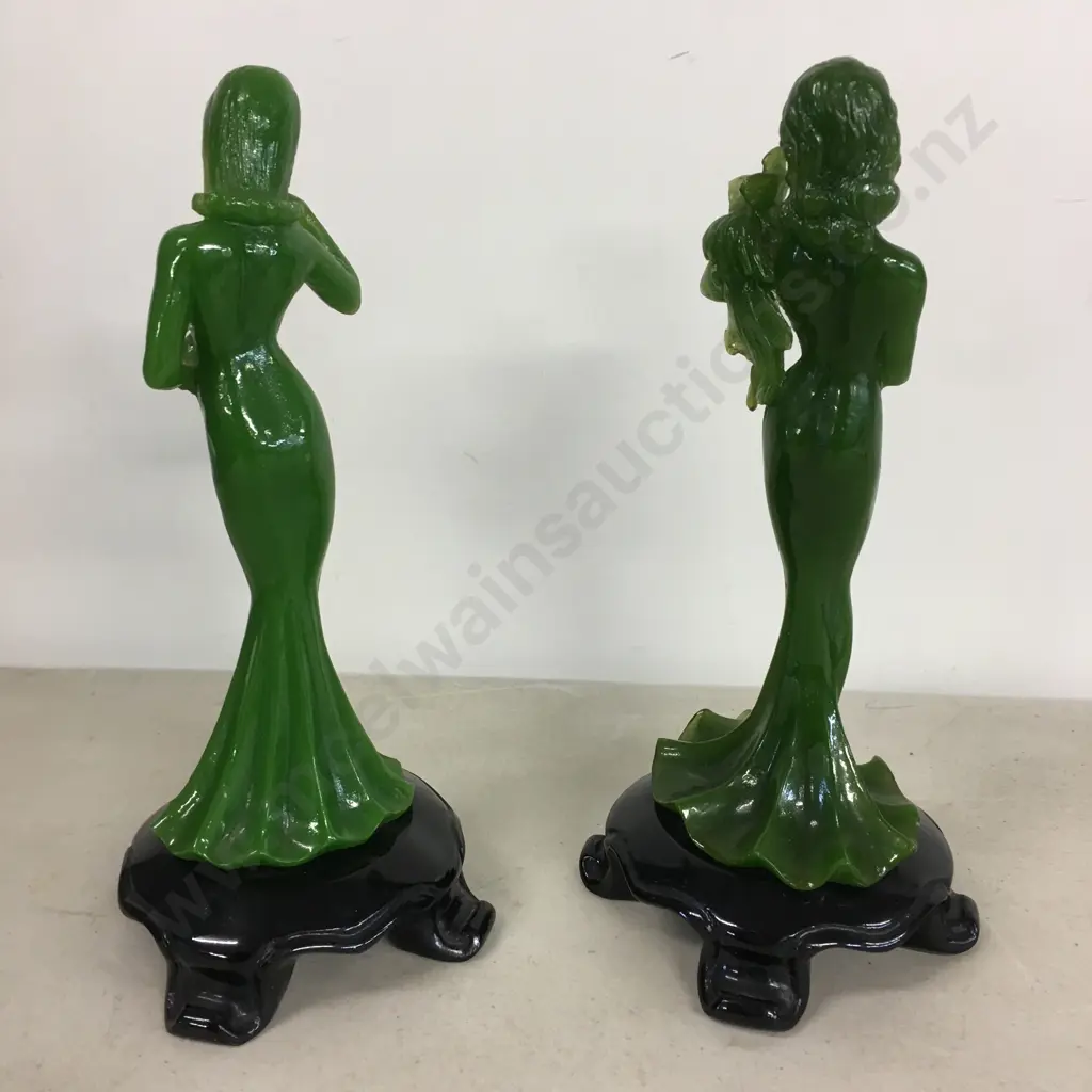 Art Deco Fiqurines On Plinths Image 1++